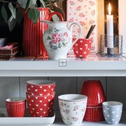 GreenGate Krug - Jug Alice red (1 liter) H 17.6 cm