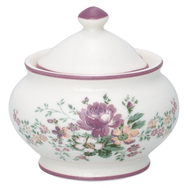 GreenGate Sugar pot with lid round Marie dusty rose Ø 6cm x H10cm - Click Image to Close