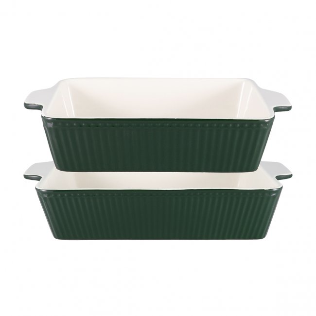GreenGate Dishes Alice pinewood green rect (set of 2) small - Click Image to Close