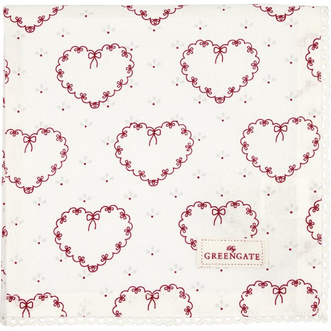 GreenGate Napkin with lace Layla heart white (40 x 40 cm) - Click Image to Close