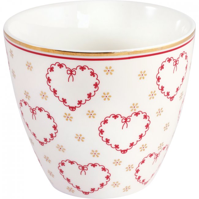 GreenGate Latte cup Layla heart white 350 ml - Ø 10 cm - Click Image to Close