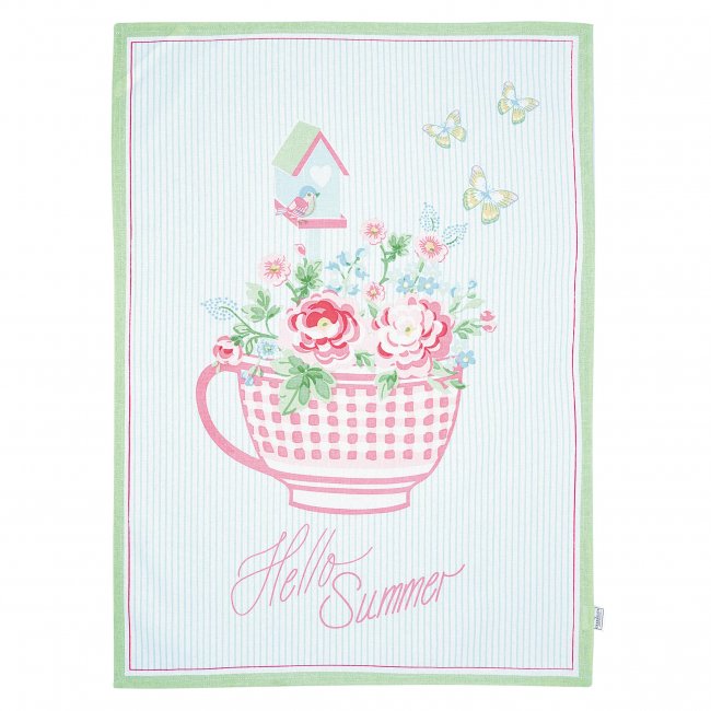 GreenGate Tea towel piece printed Alma summer white (50 x 70 cm) - Click Image to Close