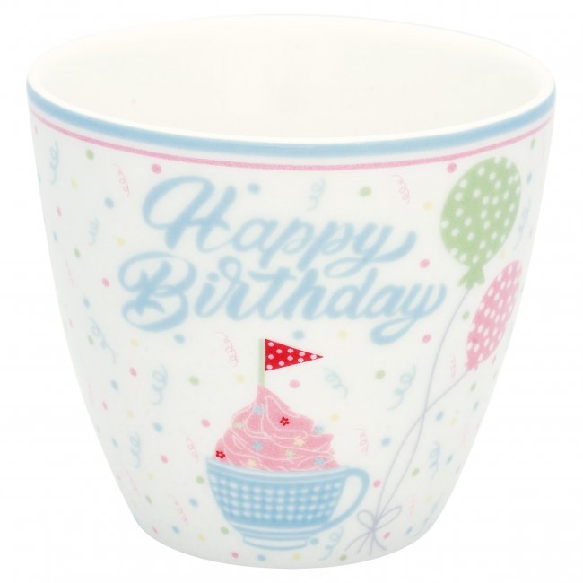 GreenGate Latte cup (Beker) Alma birthday wit 9x10 cm (350 ml) - Klik op de afbeelding om het venster te sluiten