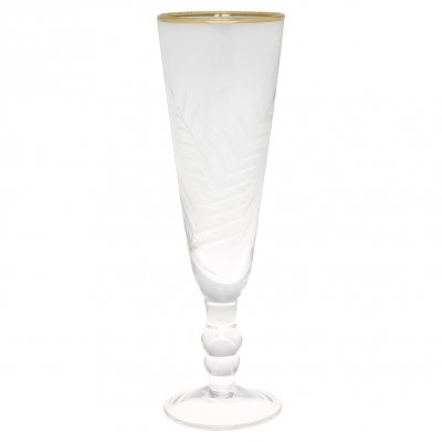 GreenGate Champagne glass with cutting and golden edge (6 x 20 cm)